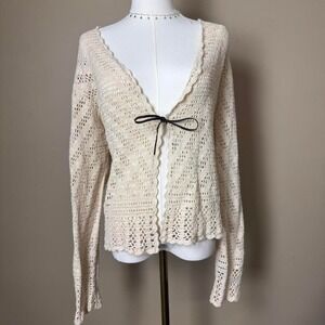Plus Size Cream Open Cardigan Boho Cottage Core Romantic Coquette Fairy Core